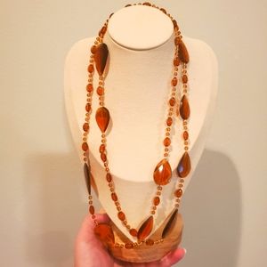 Vintage 1970s Brown Plastic Bead Necklace